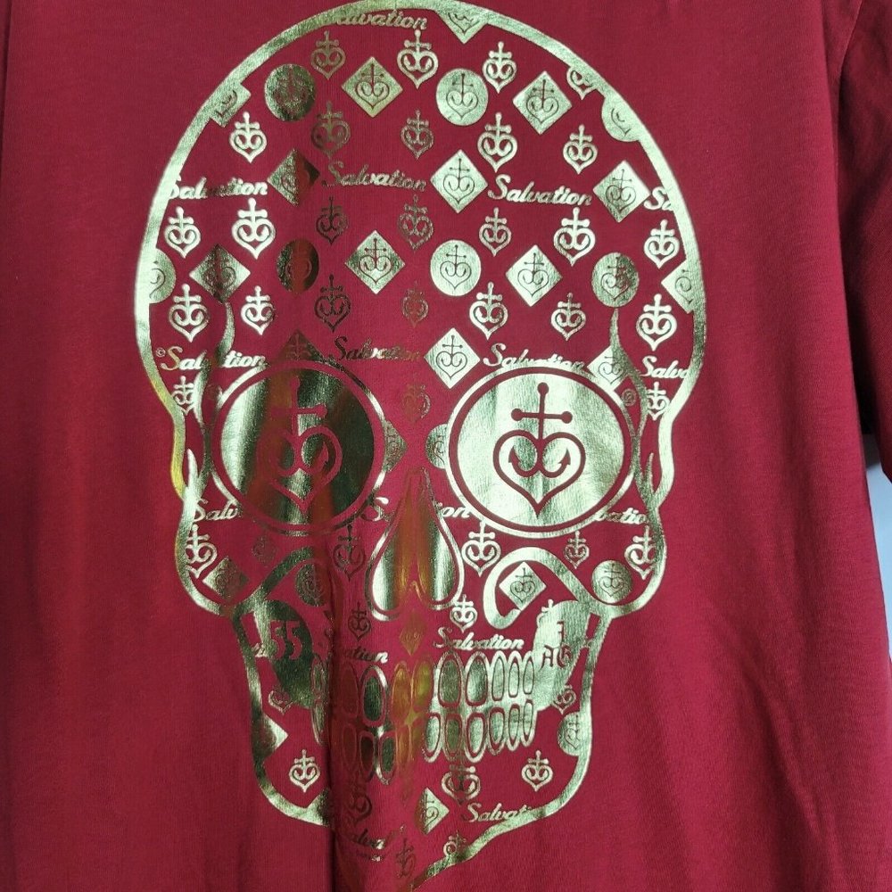 Red Salvation TShirt Gold Skull Size XL